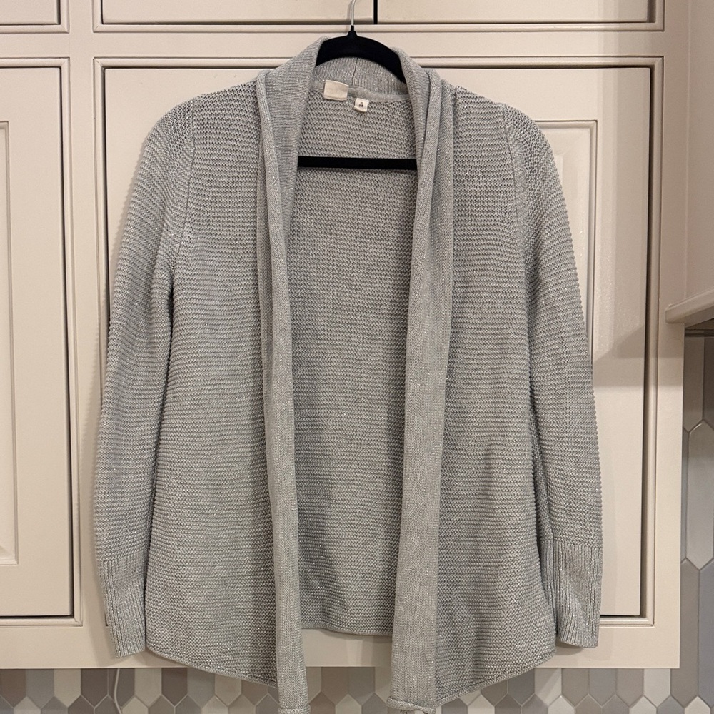 GAP Gray metallic girls cardigan sweater